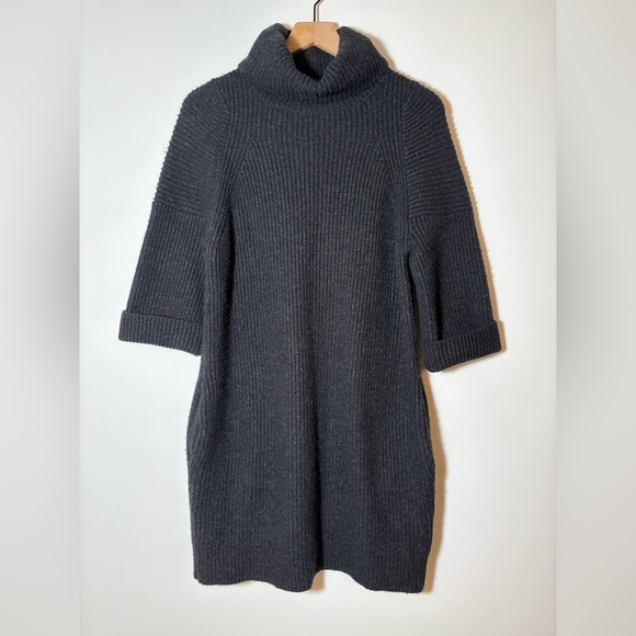 Allsaints Women's S Wool alpaca Turtleneck Knit 3/4 Sleeve Sweater Dress Black - Picture 6 of 11